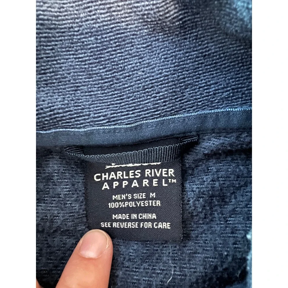 Charles River Apparel Mens Gray Quarter Zip Fleece Teddy Bear Pullover Medium